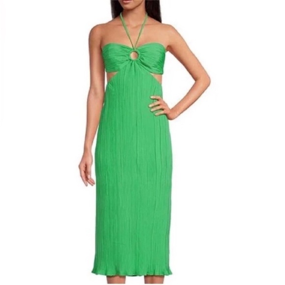 Gianni Bini Sophie Plisse Halter Midi Dress - Picture 2 of 9